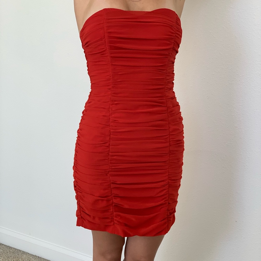 H&M Red Cocktail Party Dress Size 4 - Picture 2 of 5